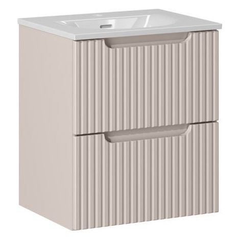 Ensemble Meuble Vasque 2 tiroirs et Vasque à Encastrer L 50 x P 40 x H 58,5 cm - Astral - Beige crème et blanc - Livraison gratuite (1/5)
