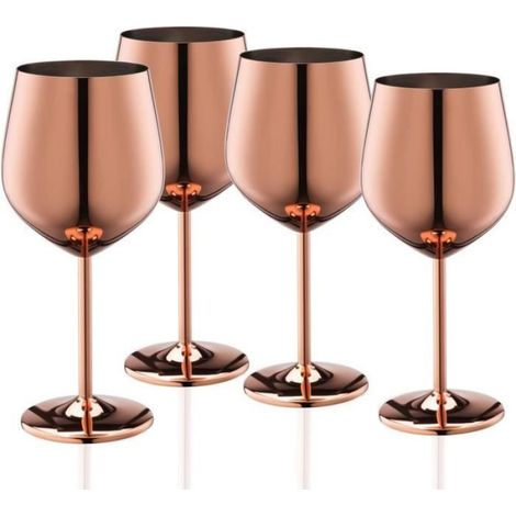 Verres À Vin - Acier Inoxydable 304 - 540 Ml - Rose Gold - Set De 4 (1/4)