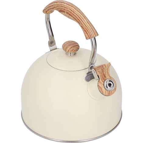 Pfeifender Wasserkocher, 2,5-Liter-Edelstahl-Teekessel mit ergonomischem, hitzebeständigem Griff und Klappdeckel, ideal zum sicheren und einfachen Ausgießen (1/5)