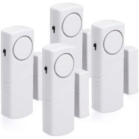Alarme porte et fenêtre-ensemble de 4x alarme anti-intrusion sans fil-sécurité domestique contre le cambriolage-fonctionnement magnétique (1/5)