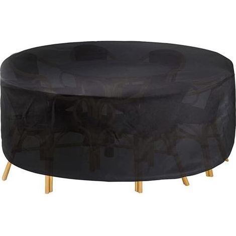 Lntyq Housse Table Jardin Ronde Housse Salon de Jardin Exterieur Bache Table de Jardin Imperméable Housse de Protection pour Meubles de Jardin Ronde, 120x75cm (1/5)