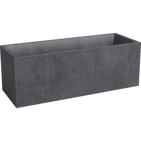 Jardinière rectangulaire en plastique anthracite 79.5x29.5x29.5 cm – Volume 57 L – Pour balcon et jardin moderne – Artevasi (1/2)
