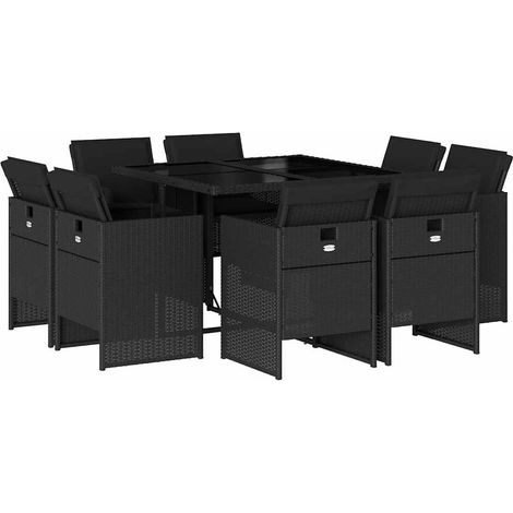 Maison Exclusive - Set de comedor de jardín 9 pzas y cojines ratá (1/5)