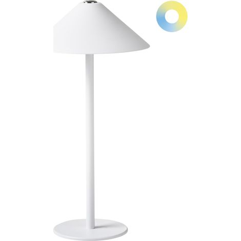 Lampada da tavolo in alluminio bianco con interruttore a sfioramento e cavo di ricarica USB senza fili Francoli (1/5)