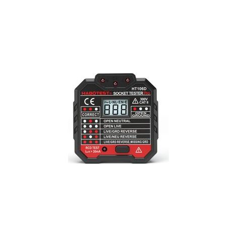 Testeur prises/circuits teste 7 câblages, affichage tension, test disjoncteur différentiel (48-250V CAT II 300V) (1/3)