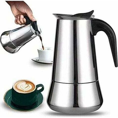 Cafetière italienne 12 tasses en acier inoxydable compatible tous types de feux 12 tasses (1/4)