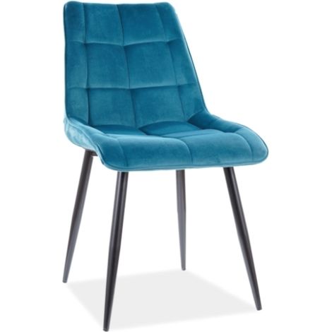 Chaise design velours turquoise pieds noirs Harriet (1/4)