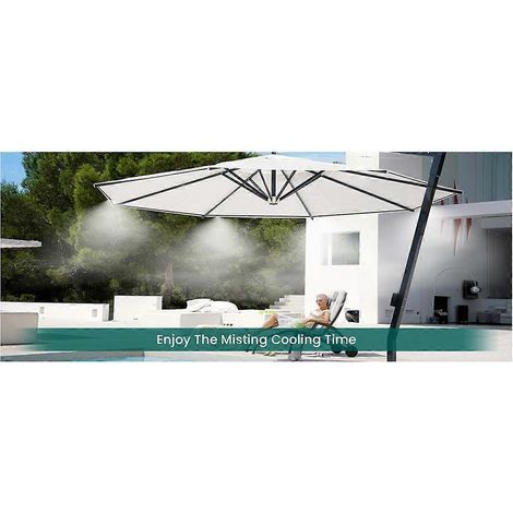 Ensemble de jardin avec système de brumisation basse pression et robinet de 6 m pour rafraîchir une cour. (1/5)