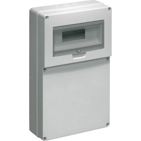 Leerer Gebäudeverteilerkasten 8 Mod. 4 Steckdosen ohne Löcher, grau EC69003