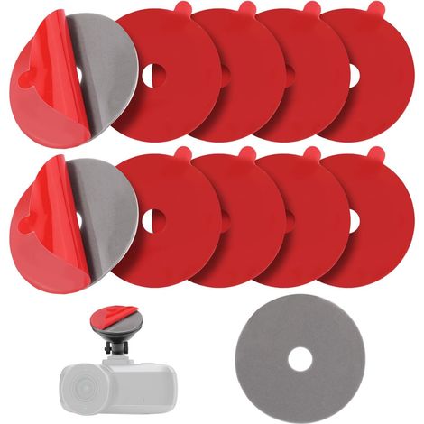 10pcs Pastilles Adhésives Puissantes pour Dashcam, Rondes Double Face Tableau de Bord & Pare-Brise Ruban Résistant à la Chaleur pour Caméra Voiture Support Téléphone (1/5)