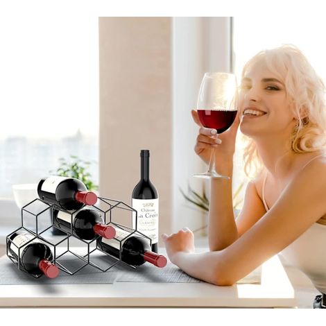Support à vin en métal pour 9 bouteilles compact usage quotidien (1/4)