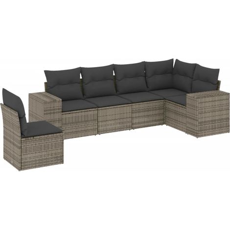 Maison Exclusive - 6-tlg. Garten-Sofagarnitur mit Kissen Grau Pol