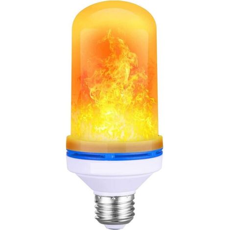 Ampoule de Flamme E27 5W LED Ampoule Effet Flamme, 4 couleurs de flamme d'éclairage, Capteur de Gravité Ampoule à Flamme pour Décoration de Noël Intérieure/Extérieure/Bar/Fête (Jaune)
