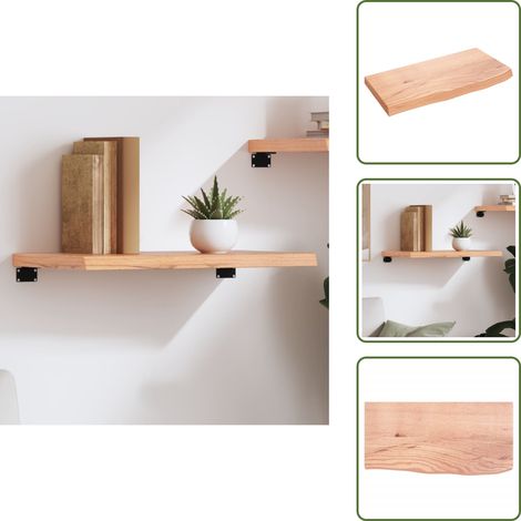Wandregal Hellbraun 60x30x(2-4) cm Massivholz Eiche Behandelt - Wandregal - Eichendielen - Holzmöbel - Rustikal - Wohnraum Dekoration (1/5)