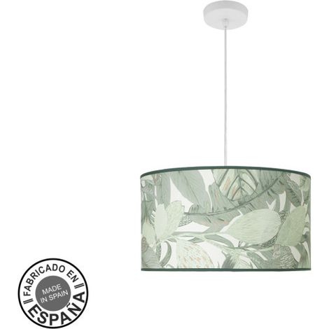 Colgante Moda 2xe27 Blanco/hoja Verde Regx40x40cm C/difusor