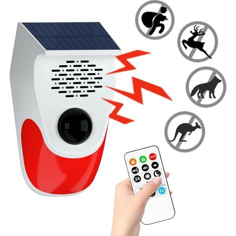 Détecteur de mouvement extérieur avec 8 enregistrements remplaçables, alarme de détection de mouvements (aboiements de chien), trois niveaux de volume réglables, trois modes de fonctionnement, alarme (1/5)