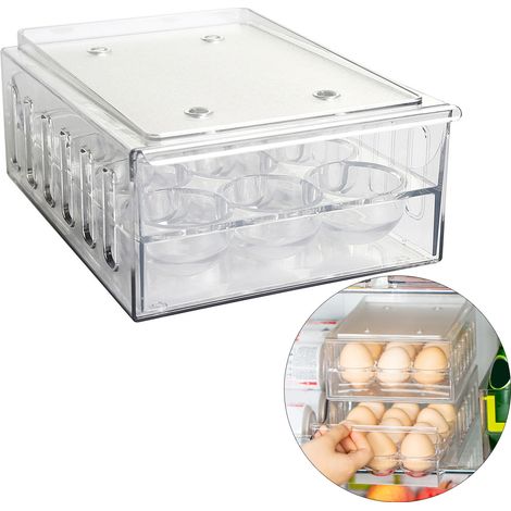 Porte-œufs avec tiroir, Design empilable, translucide, facile à nettoyer, réfrigérateur, œufs pour la cuisine (1/5)
