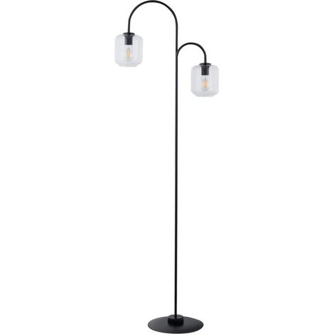 Lampada da terra moderna nera 2 vetri E27 Shine Sigma
