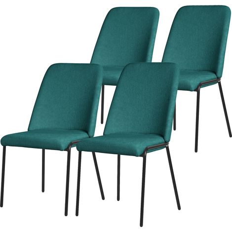 ML-Design Esszimmerstühle 4er Set Petrol, Küchenstühle mit Stoffbezug und Stahlgestell, Wohnzimmerstuhl mit Rückenlehne, Polsterstühle für Esszimmer & Küche, Gepolsterte Stühle Ergonomischer Sessel