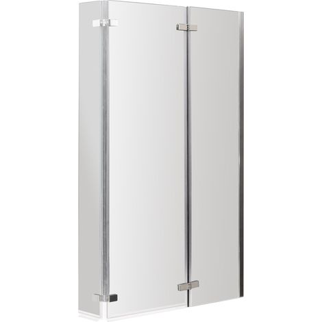 6mm Toughened Safety Glass Reversible L-Shaped Bath Screen Double Hinged - Chrome (1/5)