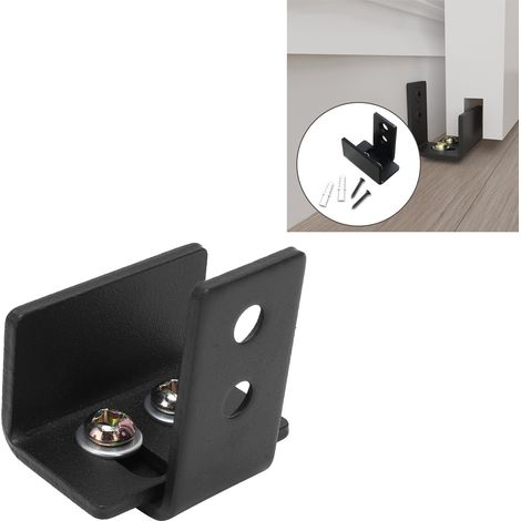 Guichet de Porte d'Étable à Plaque Carbone avec Rail de Guidage Sol et Accessoires de Montage (1/5)