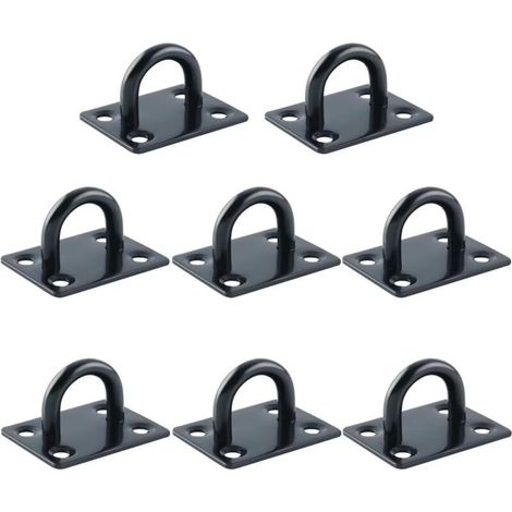 8 Pièces Crochets à œillet en Acier Inoxydable 304, Crochet de Fixation Murale de Plafond Robuste, pour Sangle d'Entraînement, Balançoire, Hamac,Boxe Sac de Frappe, Noir (1/5)