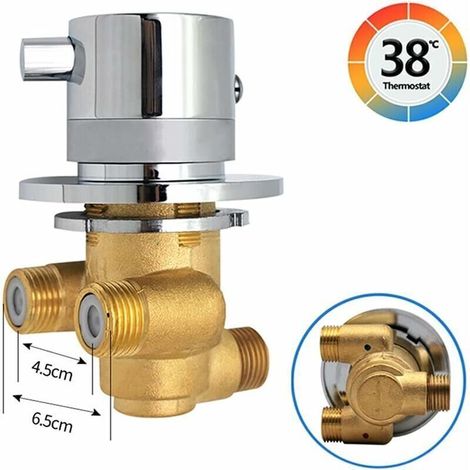 Mitigeur thermostatique de douche en laitonFinition acier inoxydableTempérature réglable jusqu'à 50°CMontage mural facile