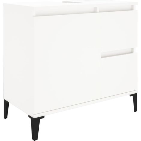Armoire de salle de bain blanc 65x33x60 bois d'ingénierie (1/5)