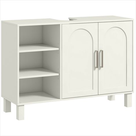 Meuble de salle de bain Meuble sous lavabo 90 x 30 x 63 cm crème (1/5)