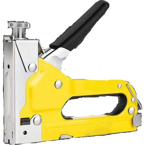 Agrafeuse manuelle 3-en-1 - NUNU, Murale pour Bois, Bricolage, pour Tapisserie et Tissus, agrafeuse Câbles, Puissance Réglable et Ergonomique, Avec 3 000 Agrafes et Clous - (5001728) (1/3)