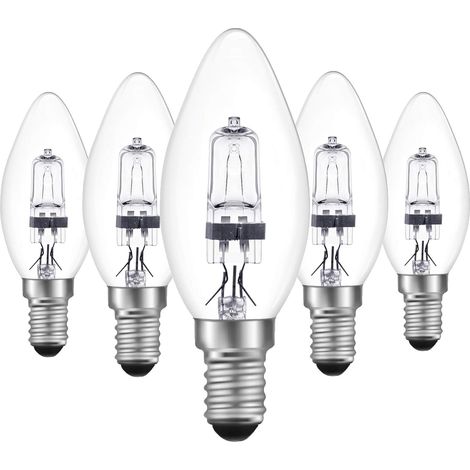 Lot de 5 Ampoules Halogènes E14 18W à Intensité Variable Blanc Chaud 2700K Dimmable Ampoules à Bougie C35 Ampoule Edison à Petite vis (SES), équipement Ampoules LED 3-5W Pour les lustres H420