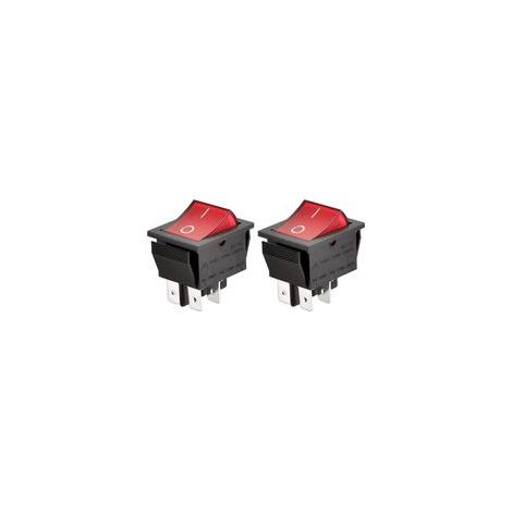 Interruptor basculante ON/OFF de 4 bornes – Lumière rouge – 16A 250 VAC – Resistencia de contacto 100 mOhm – Lote de 2