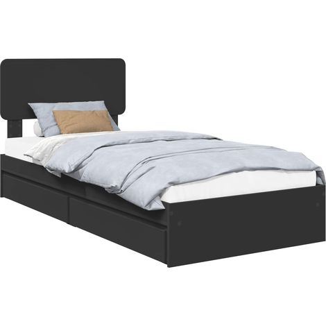 Maison Exclusive - Aufbewahrungsbett Schwarz 90 x 190 cm Holzwerk