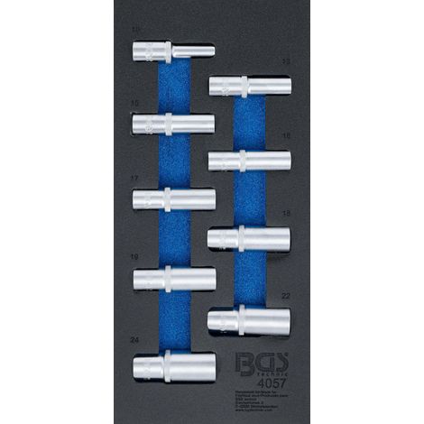 BGS  Carro  Taller  Inserto  1/3:  Vasos  Hexagonales  12,5  mm  (1/2")  10-24  mm  profundos  9 pzs.  -  4057 (1/3)