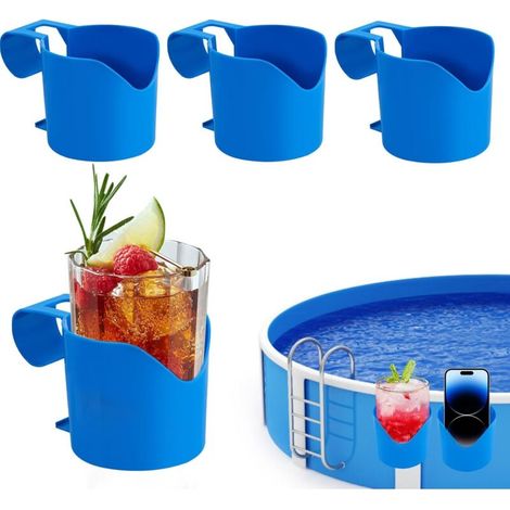 Lot de 4 porte-gobelets de piscine, porte-gobelets de piscine, porte-gobelets à eau pour piscine, jacuzzi, sans déversement, accessoires de piscine pour boissons, téléphone portable (1/5)