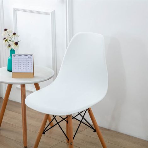 Housse scandinave lot 6 housses élastiques chaise velours universelle sans accoudoirs (Blanc) (1/5)