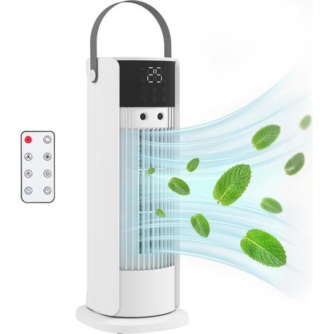 HOMCOM ventilador de escritorio con niebla, luz rgb, ventilación de mesa con 3 velocidades, oscilación de 90°, temporizador, control remoto, blanco