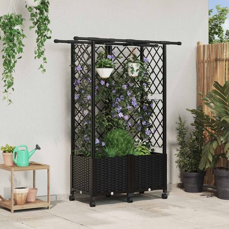Teenpull – Hochbeet mit Rankgitter und Dach Schwarz 124 x 40 x 142 cm PP (1/5)