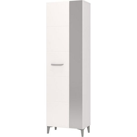 Guardaroba 2 Ante Lomazzo, Armadio Camera da Letto Appendiabiti, 4 Ripiani, 5 Vani, 58x195h cm Bianco