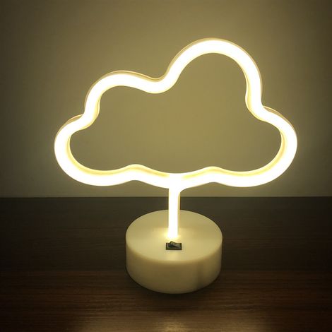 Wolkenförmige Neonlampe – Warmweißes Licht, USB-/Batteriebetriebener Sockel – LED-Tischlampe, Schlafzimmerlampe (1/5)