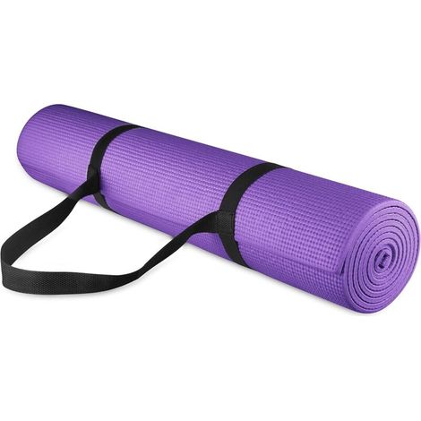 Esterilla de yoga multiusos de 6,35 mm de alta densidad, resistente al desgarro, con correa de transporte, disponible en varios colores. (1/3)