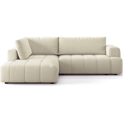 Canapé d'angle à gauche convertible 4 places en tissu chenille beige - ouverture rapide - Brera