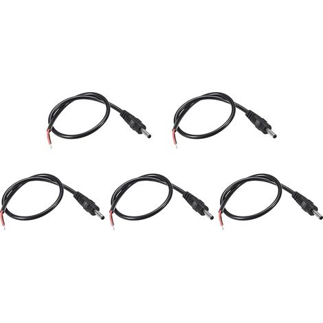 DC Alimentation Câble DC Alimentation Cordon Mâle Connecteurs DC Pigtail Adaptateur Baril Jack Prise Fil [pour CCTV DVR LED Bande Lumière] - 3,5 mm x 1,35 mm/ 1A/Noir/5pcs (1/5)
