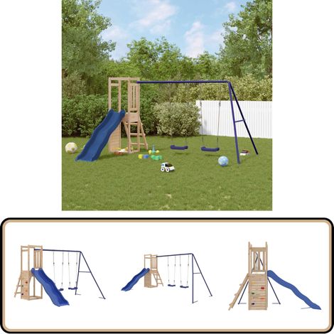 Spielturm Massivholz Kiefer - Holzspielplatz - Kinderspielturm - Spielgerät - Gartenspielplatz - Holzschaukel
