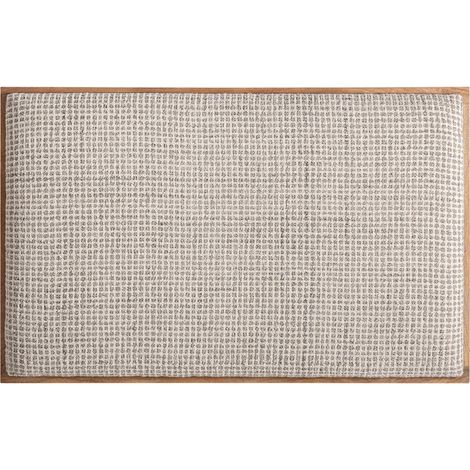 Tête de lit en laine beige et bois de manguier - beige et bois marron (1/5)