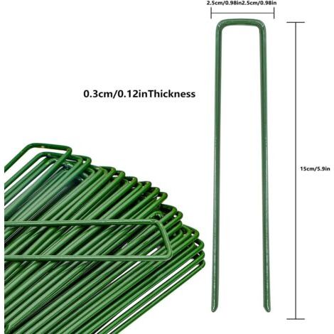 Piquets de Jardin Piquet Fixation Tente Sol Cheville Agrafes Jardinage pour Fixer Toile Paillage Clôture Barrière Contre Filets Camping Gazon Artificiel,20pièce, Vert, 15x3 (1/4)