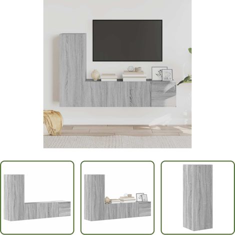 vidaXL Wandmontage -  3-tlg. TV-Schrank-Set Grau Sonoma Holzwerkstoff (1/5)