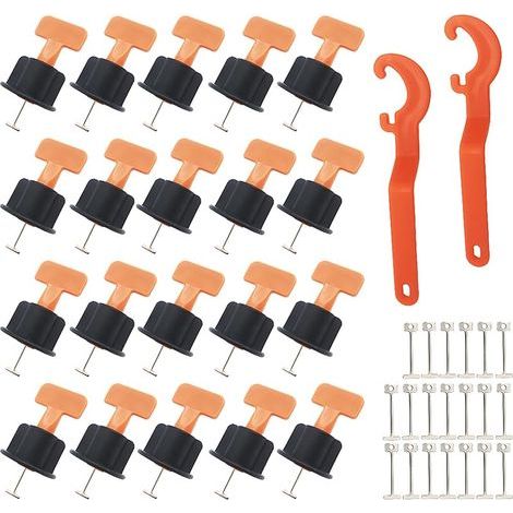 Kit de Croisillon Carrelage Autonivelant, 20 Pcs Système de Nivellement Leveller de Carrelage Réutilisable, avec 2 Pcs Clé Spéciale and 20 pcs aiguille en acier (1/5)