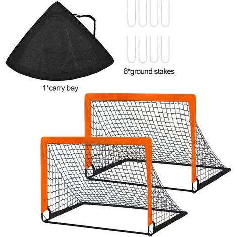 Buts de Football pour Jardin Enfants, 90x74x74cm /182x120x120cm Cage de Foot But Set Pop-Up Pliable Lot de 2 But de Foot Exterieur de But Indoor/Outdoor Enfant Exterieur Goal Cage de Foot (1/5)