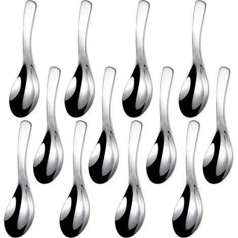 Lot de 12 cuillères à soupe, grandes cuillères en acier inoxydable SUS 304